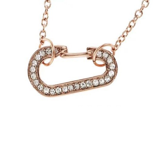 18K real gold electroplated, niche design, lockable women's necklace, rose gold collarbone chain pendant