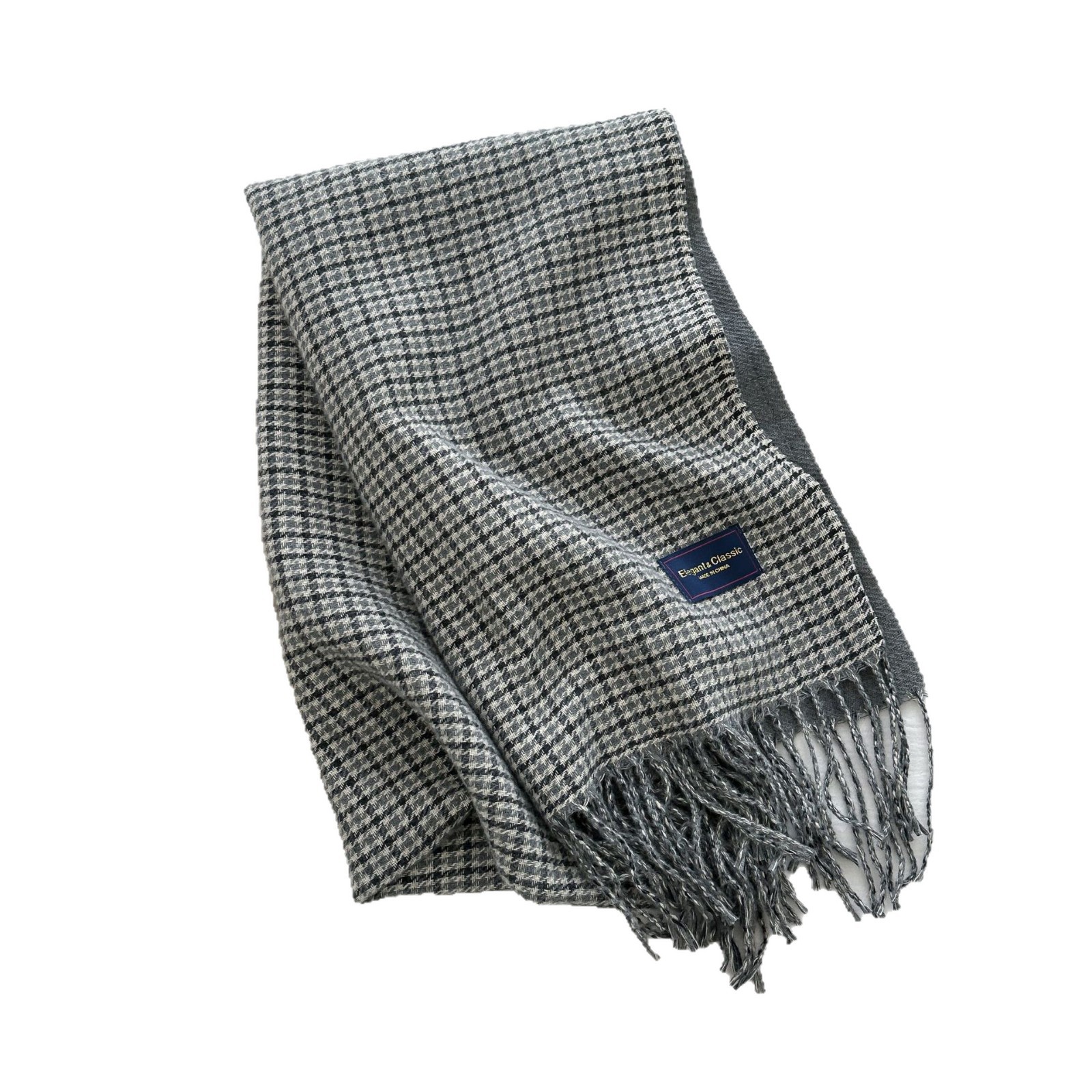 New autumn and winter warm couple and student double-sided checkered faux cashmere scarf, women's Korean version thickened tassel foreign trade scarf Item Picture