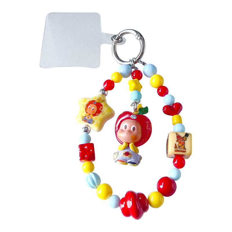 diy小鼻噶星星人串珠手机链挂件女包包玩偶钥匙链小滴溜公仔挂饰白底实物图