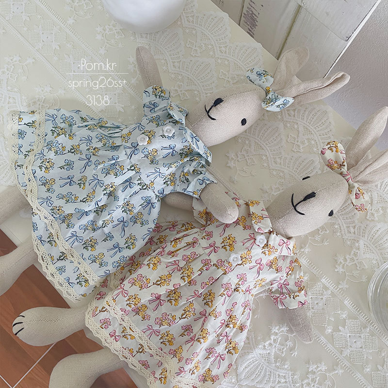 Spring new Korean-style floral dress Rabbit Wa doll handmade fabric children's soothing toy sweet baby doll girl Specification image