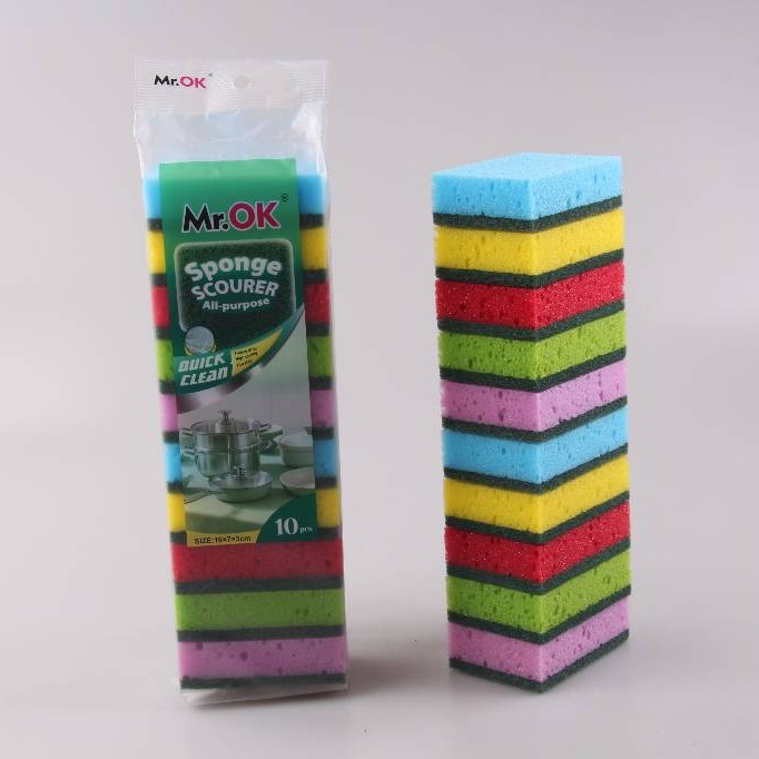 Mr.OK factory direct supply sponge scouring pads, double-sided cleaning sponges, kitchen cleaning sponges, dishwashing sponges, pot scrubbing sponges