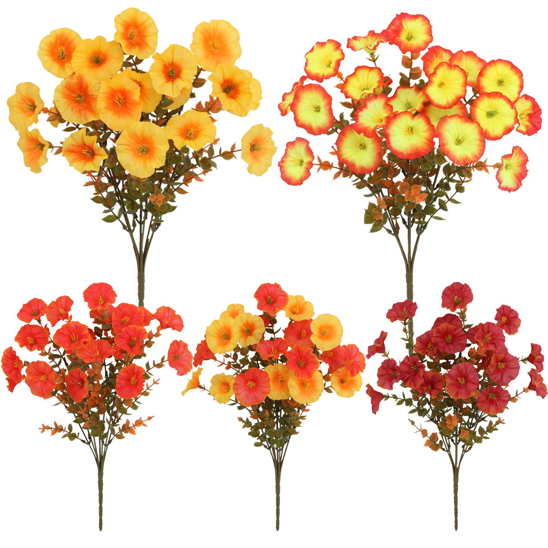 Wholesale of popular autumn artificial flowers such as eucalyptus, violet and morning glory for outdoor courtyard and garden decoration details Picture