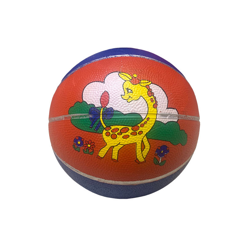 可爱儿童3号卡通橡胶篮球 户外耐磨跨境篮球 体育锻炼幼儿园篮球白底实物图