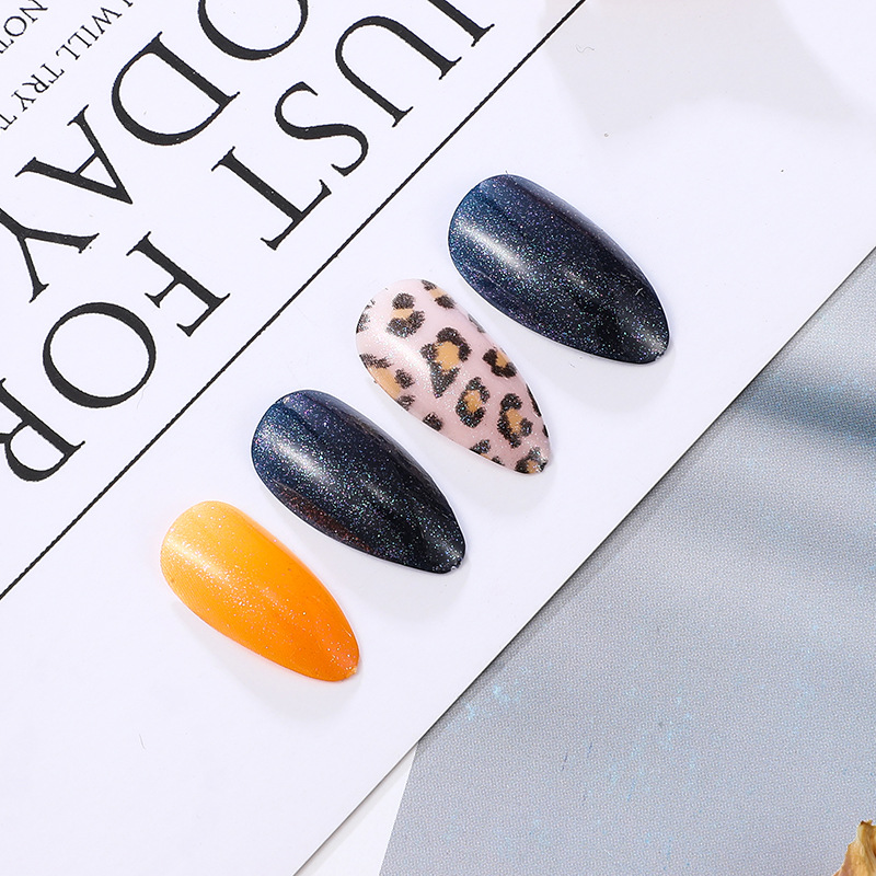 Customized leopard-print teardrop nails, 24-piece nail patches, wearable nails, French pointed nail patches, finished fake nails Specification image