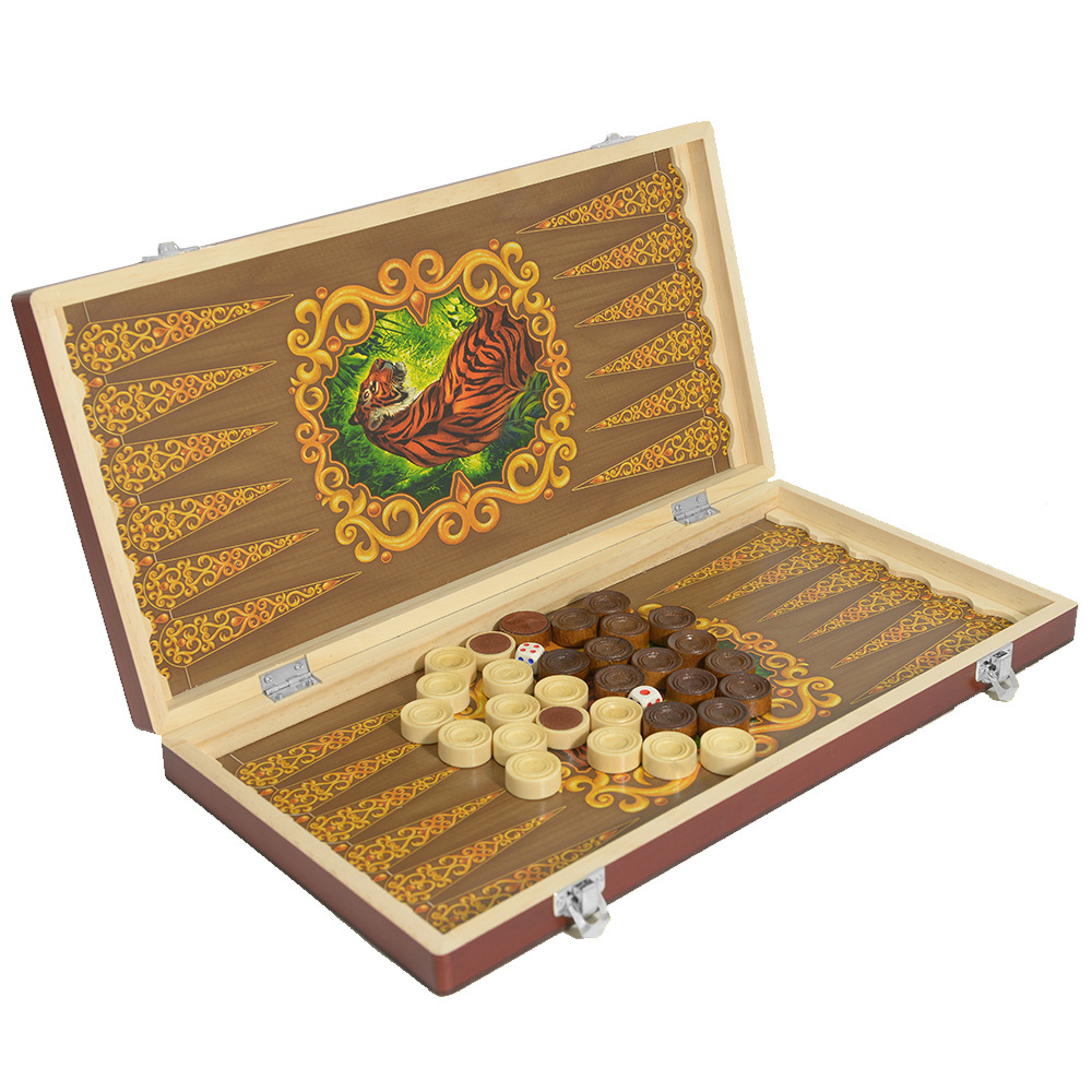 Wholesale and export of high-end wooden backgammon portable folding international chess casual entertainment chessboard Specification image