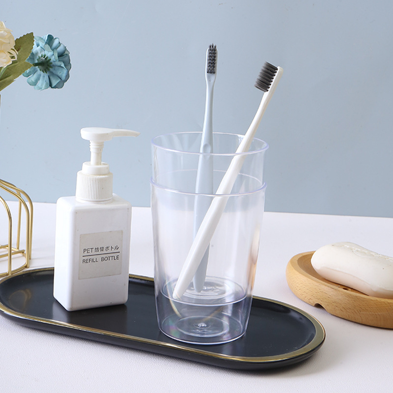 塑料透明漱口杯家用简约可印LOGO情侣款牙刷杯子家用水杯商务杯子细节图