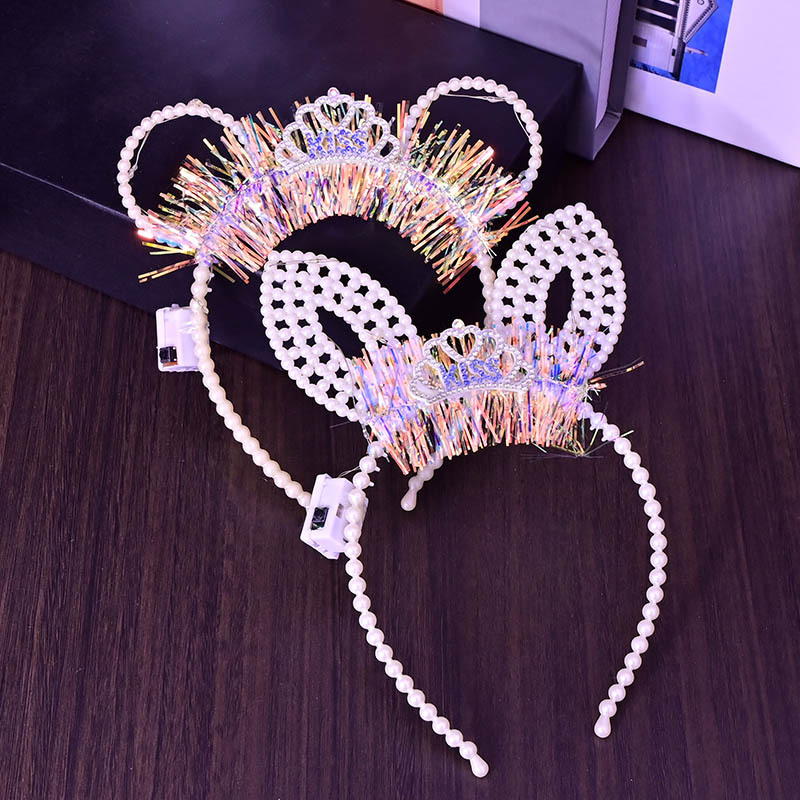 New princess luminous pearl headband, night market ground promotion wholesale headwear, children's hair accessories, concert cartoon luminous headwear Application Scenario