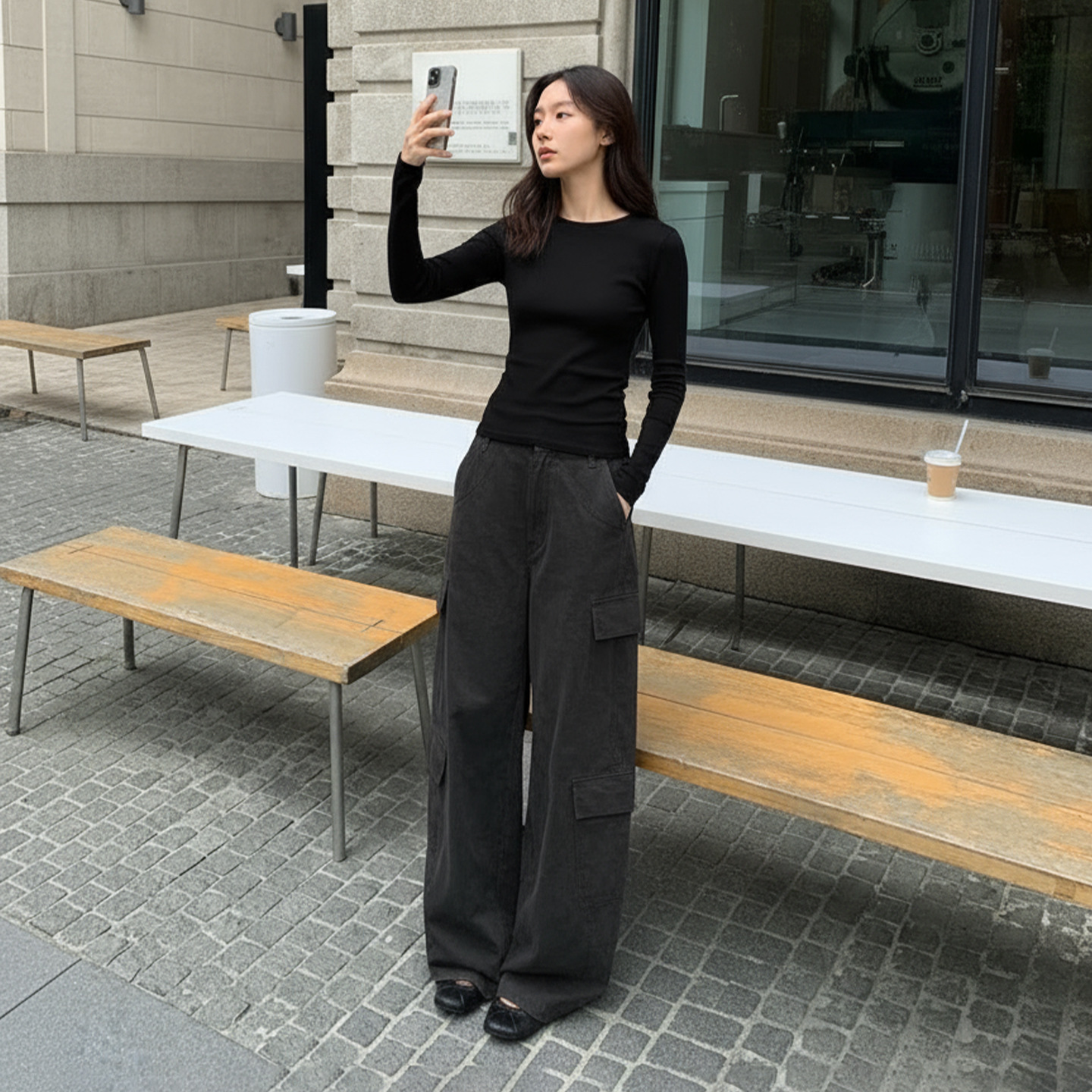 teeshe women's Lanjing Tian Wool round-neck long-sleeved top 25 Autumn Spice Waist-cinching and slimming base layer