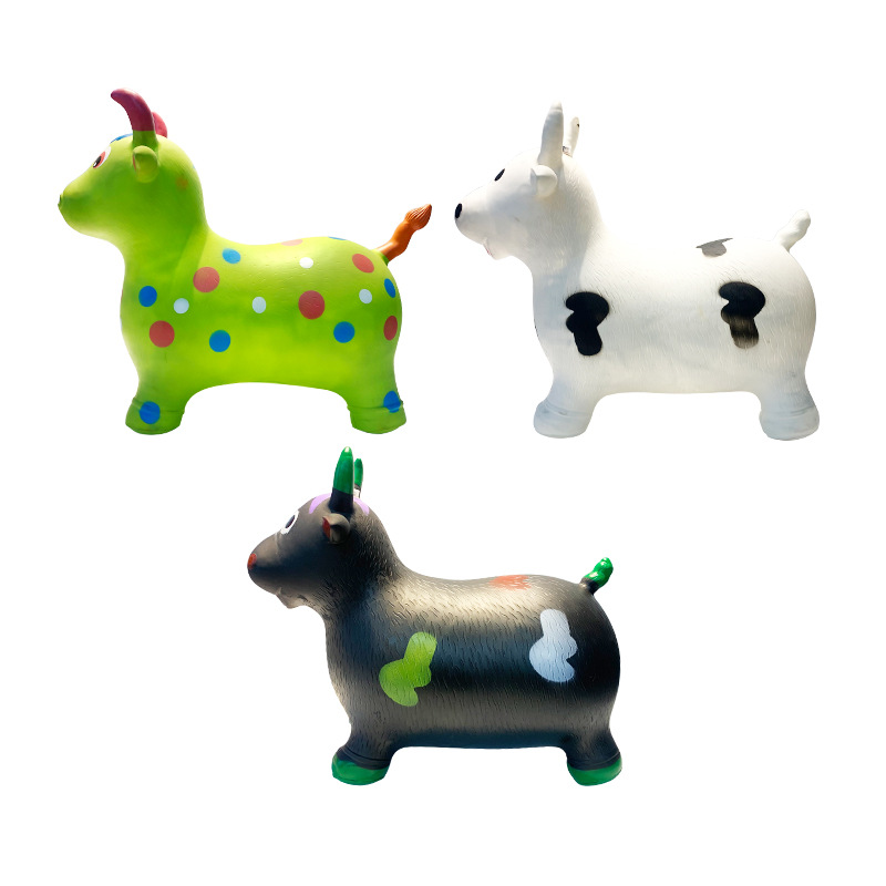 Wholesale of cute cows, inflatable jumping horses, children and babies, inflatable toys, mounts, painted music, thickened animal cows Item Picture