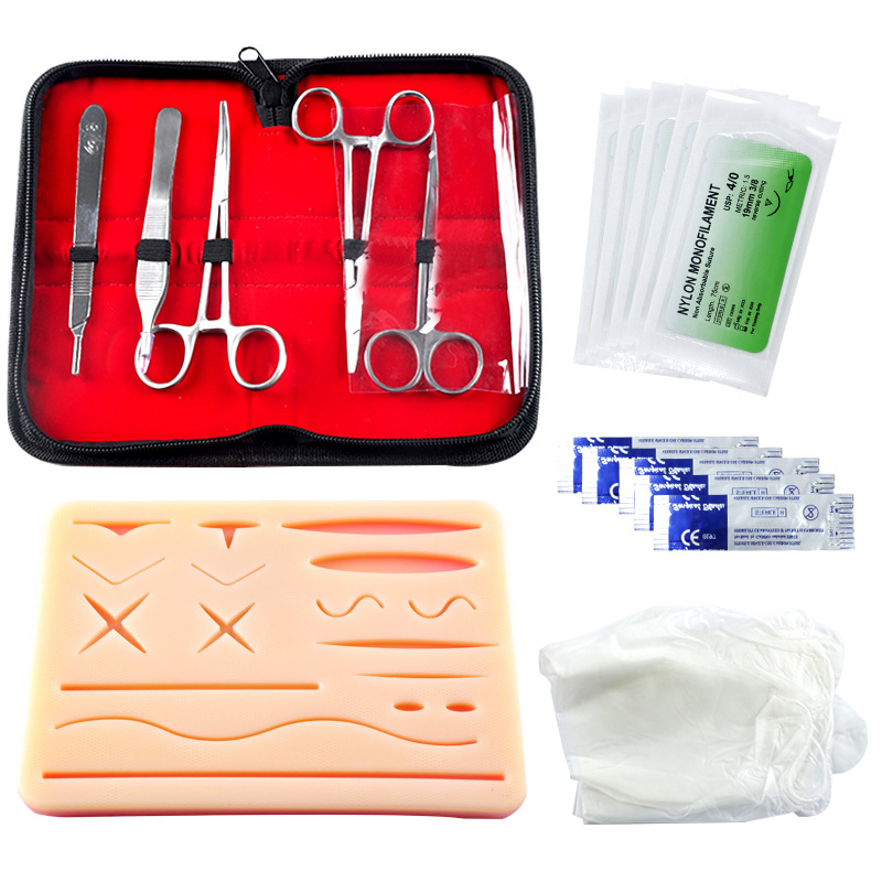 Surgical suture practice instrument kit, instrument package, teaching and training silicone module tool set, for medical students' practice details Picture