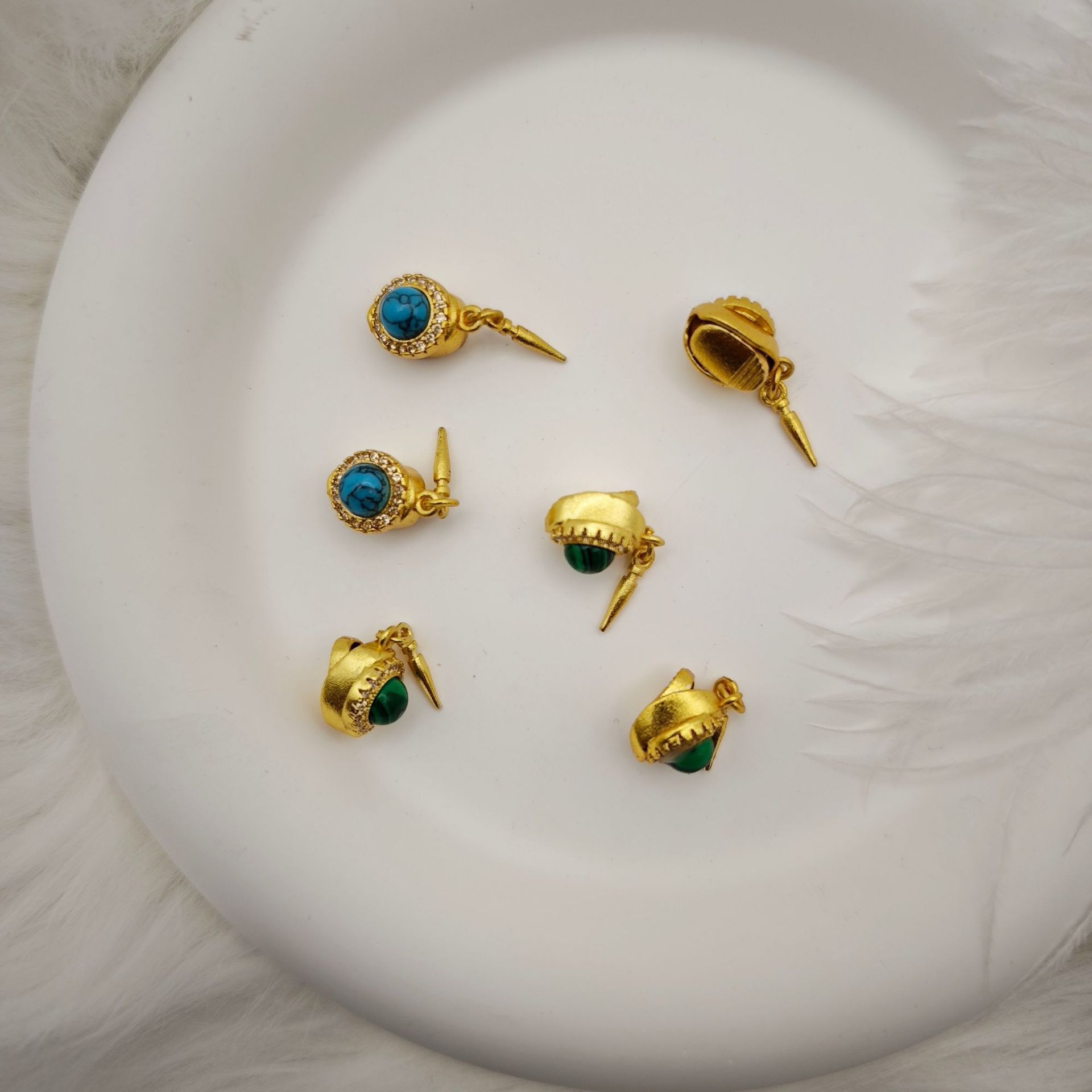 Pearl necklace, ingot clasp, sand gold, natural stone diy connecting clasp, bracelet, stick press clasp, diy accessory magic tool details Picture