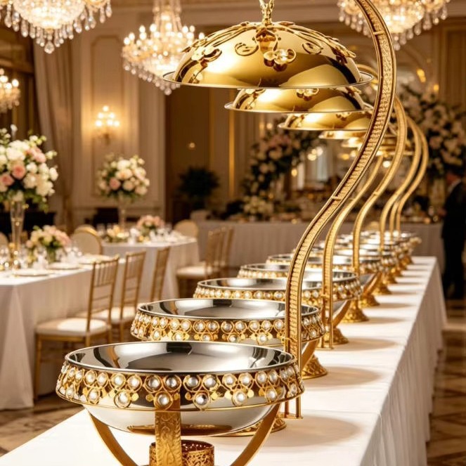 New luxury stainless steel gold buffet insulated plates Specification drawing