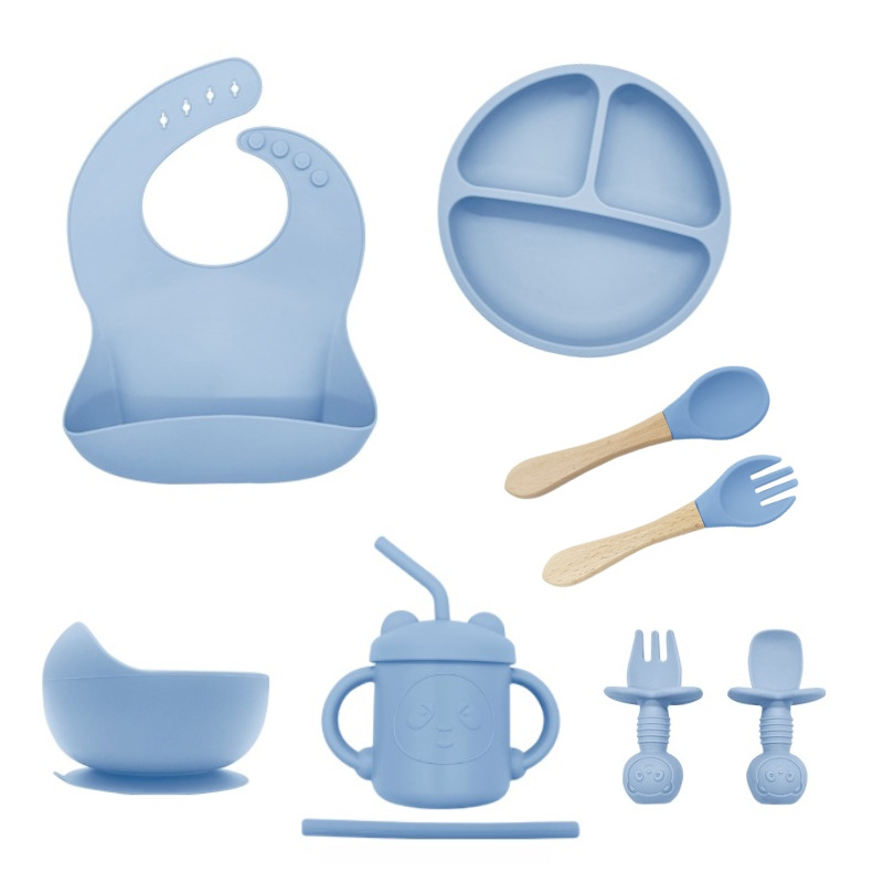 硅胶宝宝餐具/硅胶制品/不锈钢硅胶宝宝餐具/不锈钢宝宝餐具/玩具白底实物图