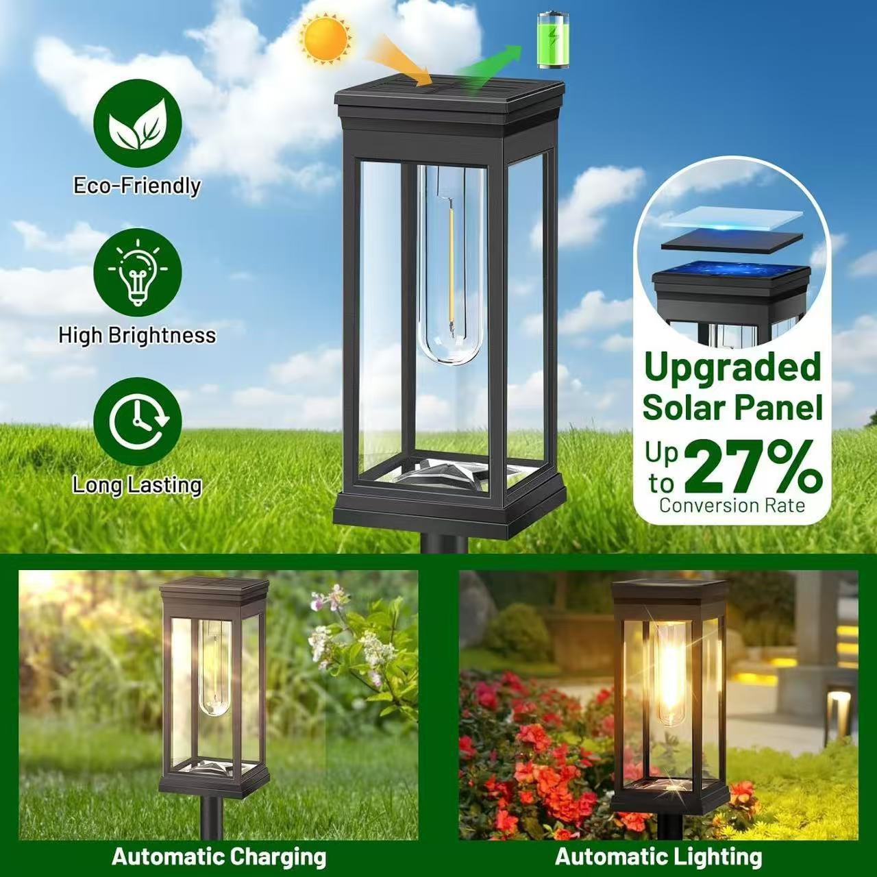 Solar garden lights, solar panel path lights, fire safety indicator lights, 1500 lumens, waterproof and energy-saving details Picture