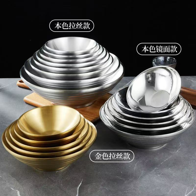 304烩面碗不锈钢泡面碗双层保温拉冷面碗拌饭碗麻辣烫汤碗大碗公细节图