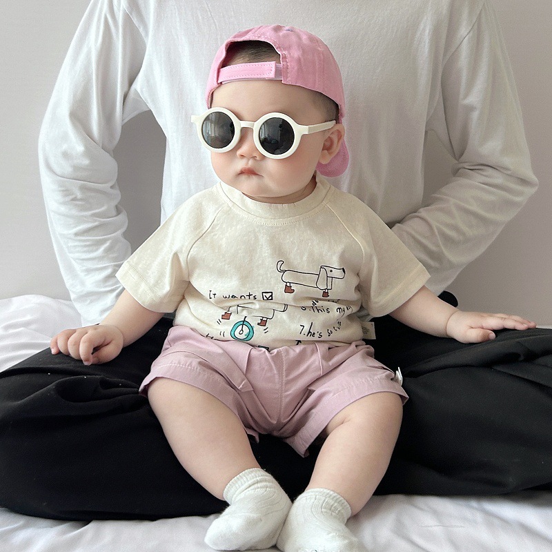 Baby summer short-sleeved set, Korean-style cool boy cartoon print casual thin T-shirt, baby versatile shorts Application Scenario