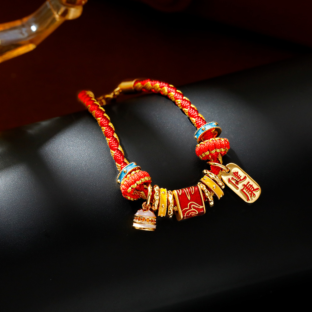 Hyacinth original design Peace hand-woven red rope bracelet, Douyin hit health pendant jewelry, 2025 new trend details Picture