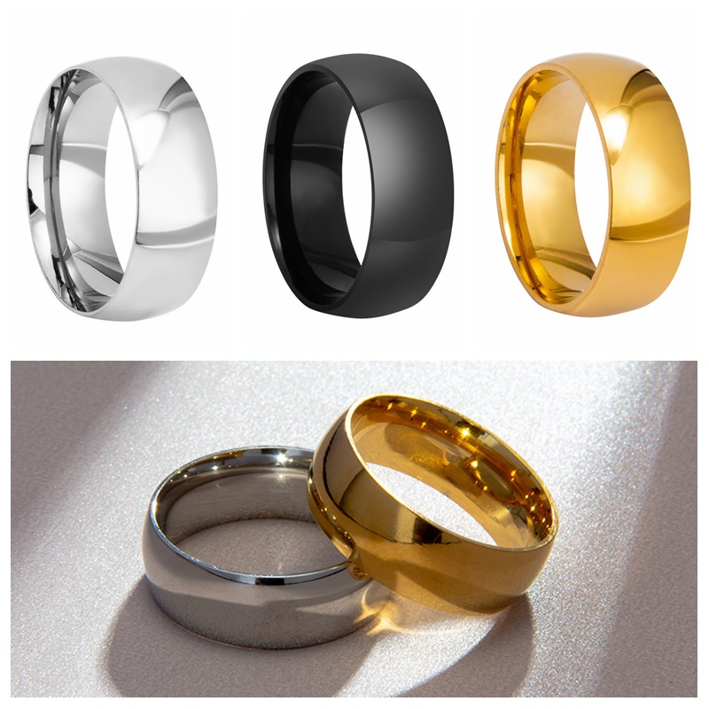 Amazon Classic cross-border supply 8MM men's inner and outer ball smooth surface ring, simple men's accessory, standard size