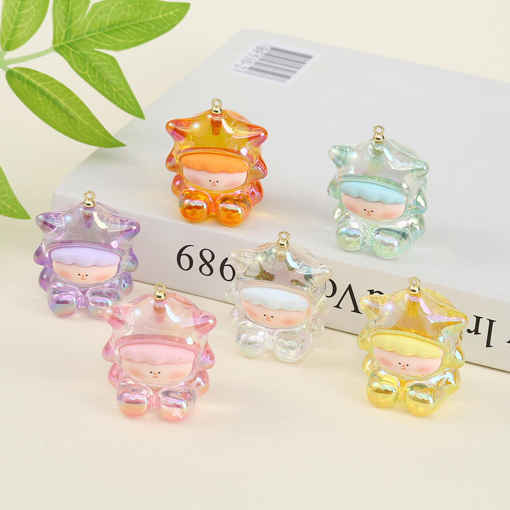 新款亚克力彩色卡通立体公仔diy钥匙扣配饰装饰挂件材料现货批发