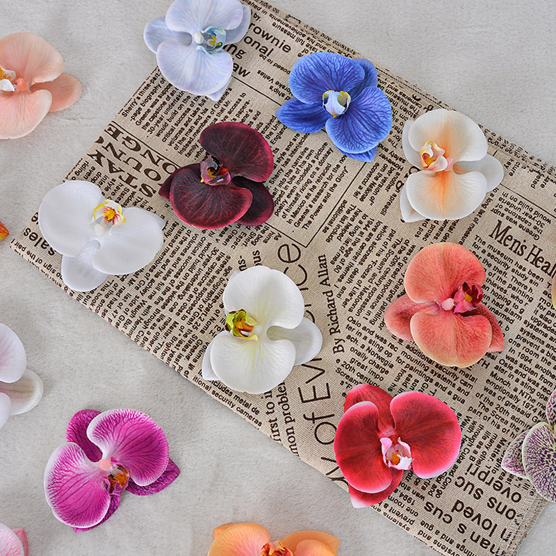Phalaenopsis flower head artificial flower, diy flower bouquet accessories, wedding decoration, landscaping, home ornaments, cross-border wholesale Specification image