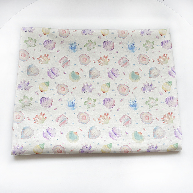 棉麻布/全棉印花布/双层纱布布料白底实物图