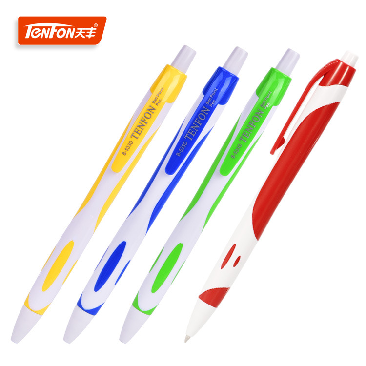 Press the plastic ballpoint pen wholesale, foreign trade ballpoint pen wholesale 533 dual-color rod advertising ballpoint pen 48 pieces per cylinder full figure