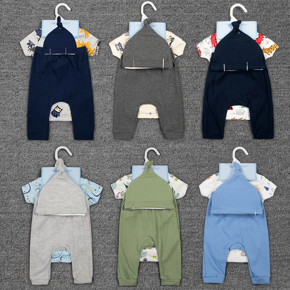Wholesale and export of baby clothes, ins new styles of pure cotton short-sleeved, baggy clothes, long pants, hats, socks and sets for babies
