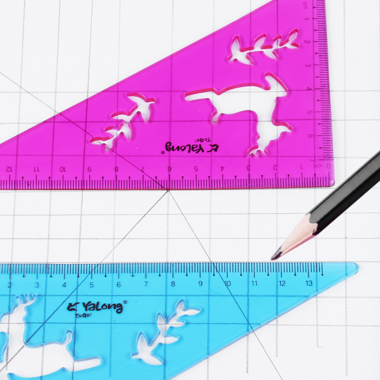 Yalong Cross-border's best-selling plastic right-angled triangle multi-color school straightedge measuring tools