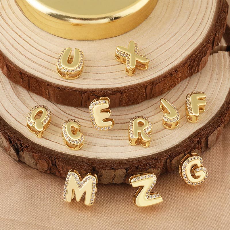 Honglu's best-selling 18k copper-plated 3D zircon cute balloon bubble 26-letter English letter pendant diy necklace Specification drawing