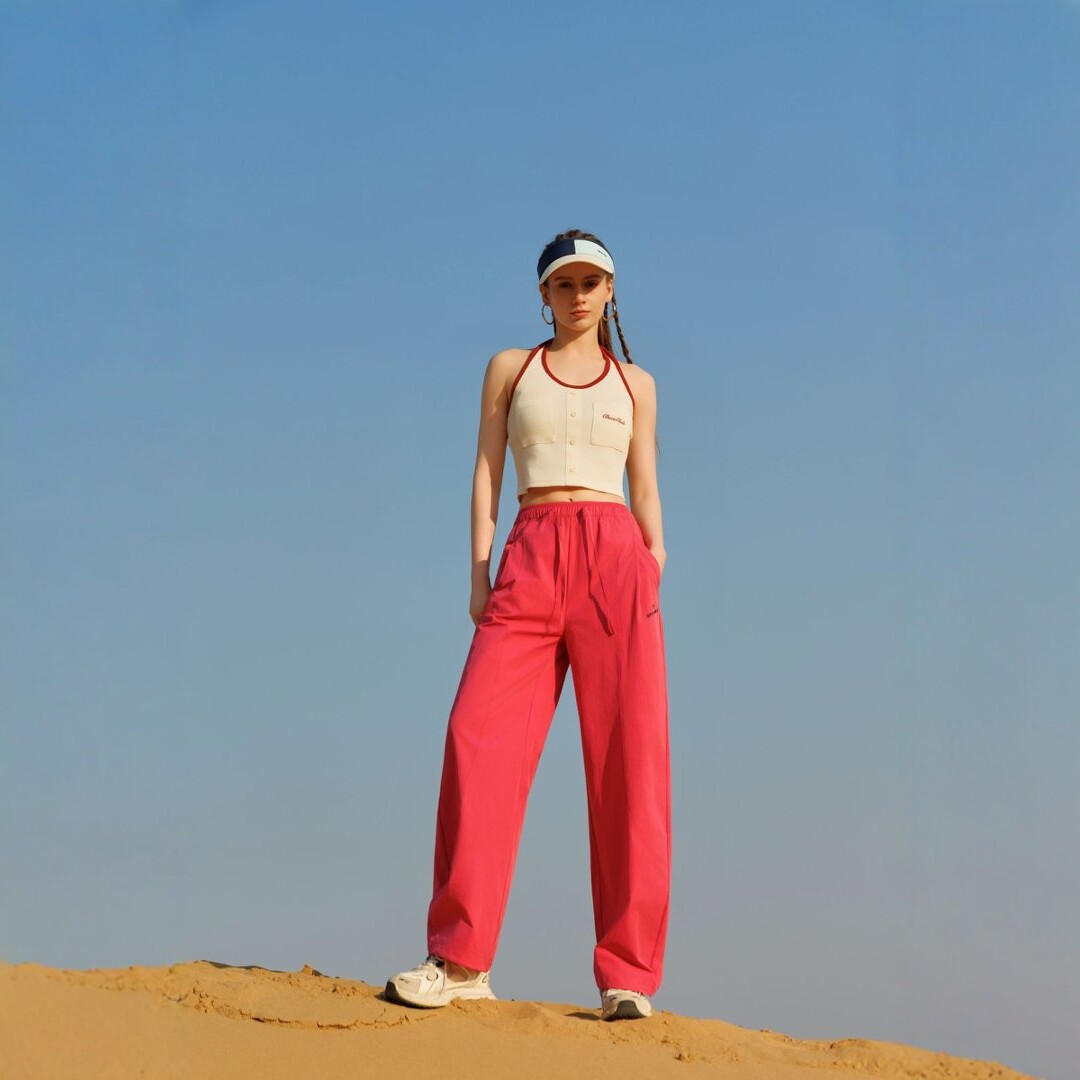 26 New style curved knife cocoon-shaped sickle retro cut high-density pure cotton mid-low waist loose drawstring casual pants for women 8035 details Picture