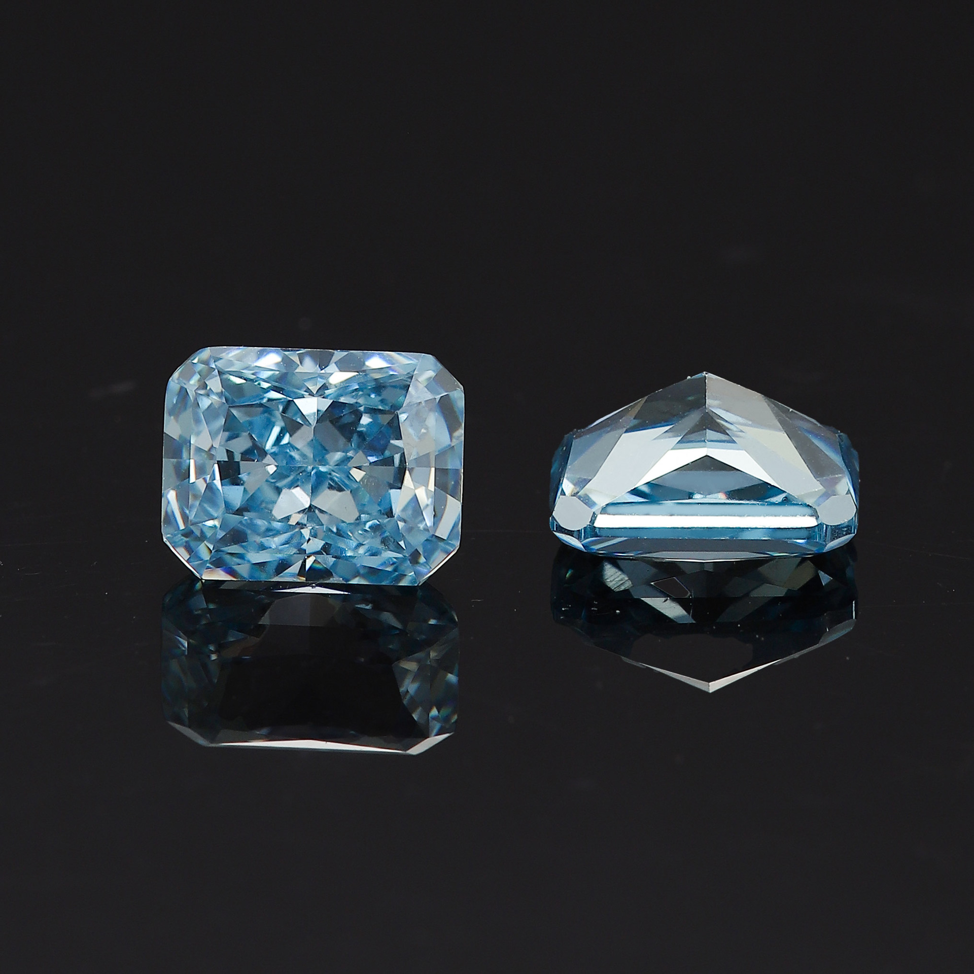Sky Blue ice flower cut Zircon rectangular chamfered bare stone jewelry inlay manufacturer wholesale artificial cubic oxidized zircon details Picture