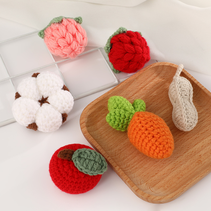小红书同款可爱卡通发夹配件手工编织毛线发箍水果夹钥匙扣配件