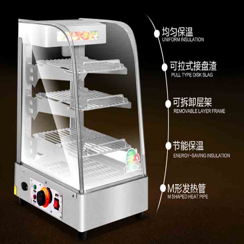 Commercial desktop four-layer insulated cabinet, stainless steel tempered glass cabinet, constant-temperature display cabinet for cooked food, hamburger and breakfast shops Application Scenario