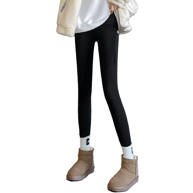 Barbie pants with fleece, shark pants with thickened outer layer, lamb fleece high-waisted, slimming, warm, yoga tight leggings Item Picture
