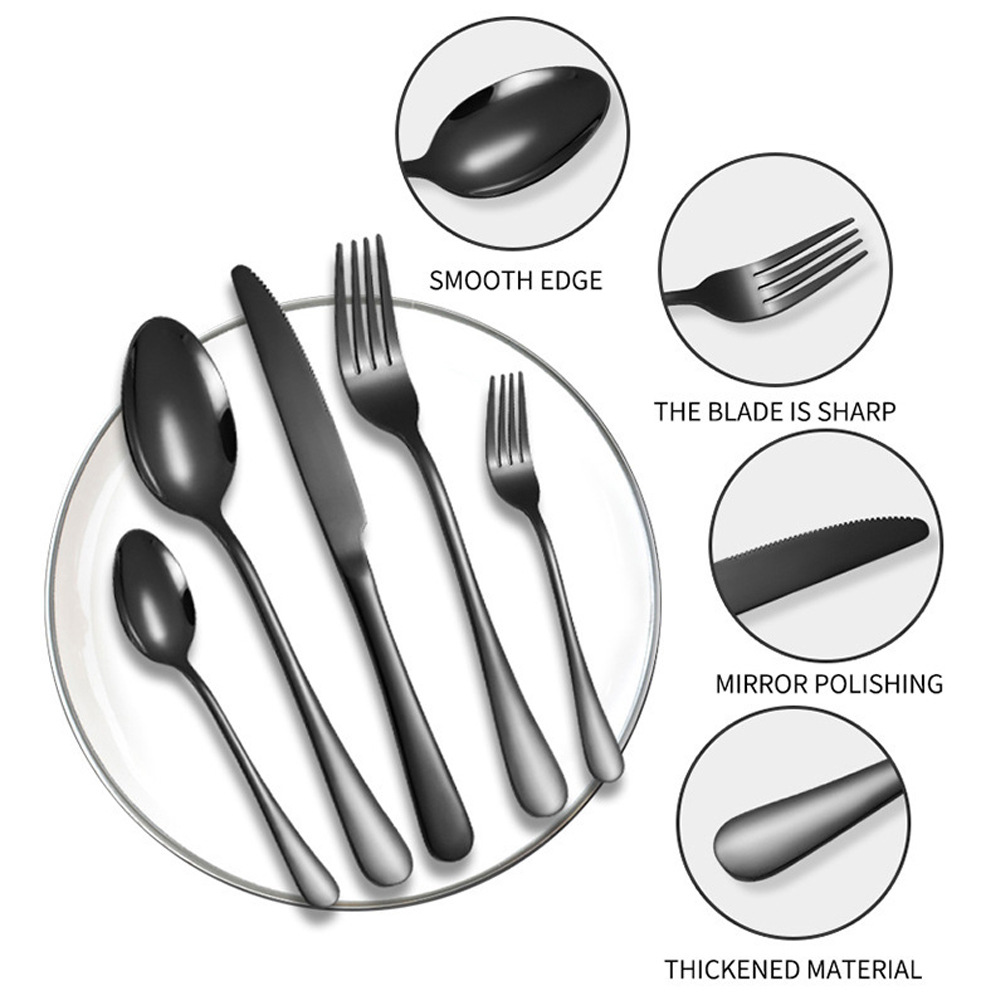 Cross-border supply 1010 stainless steel tableware four-piece set, tableware set, golden creative Western cuisine steak knife, fork and spoon Specification image