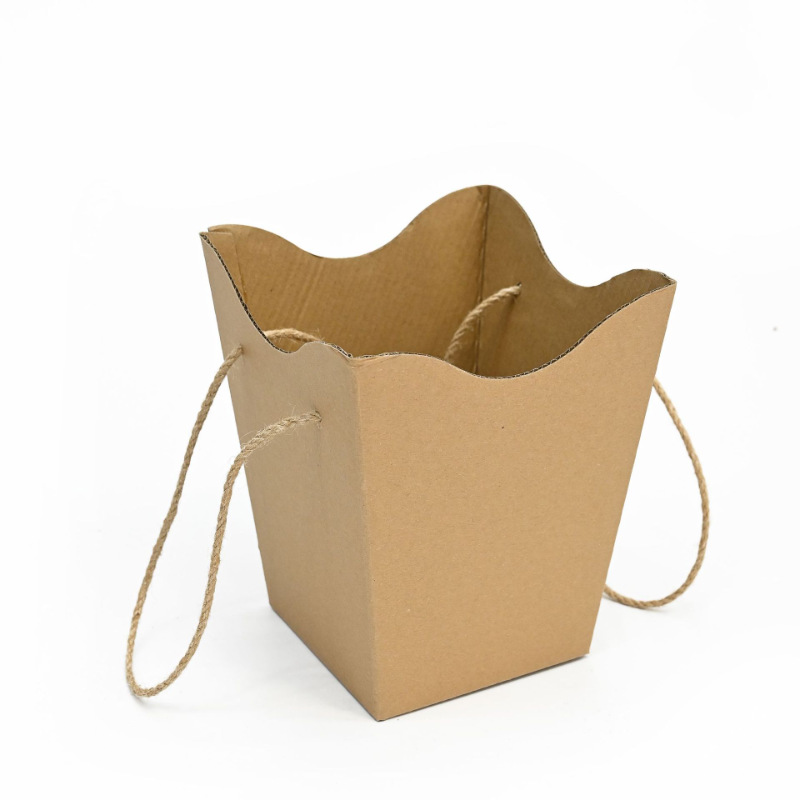 Factory hand-held flower boxes, popular flower packaging bags, bouquets, hard-shell kraft paper hand-held bags, birthday and Valentine's Day gifts Item Picture