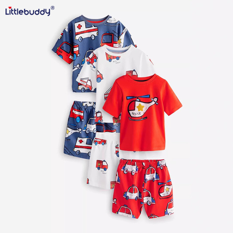 Wholesale of new summer cartoon dinosaur print short-sleeved T-shirt casual two-piece set for boys in 2025 Application Scenario