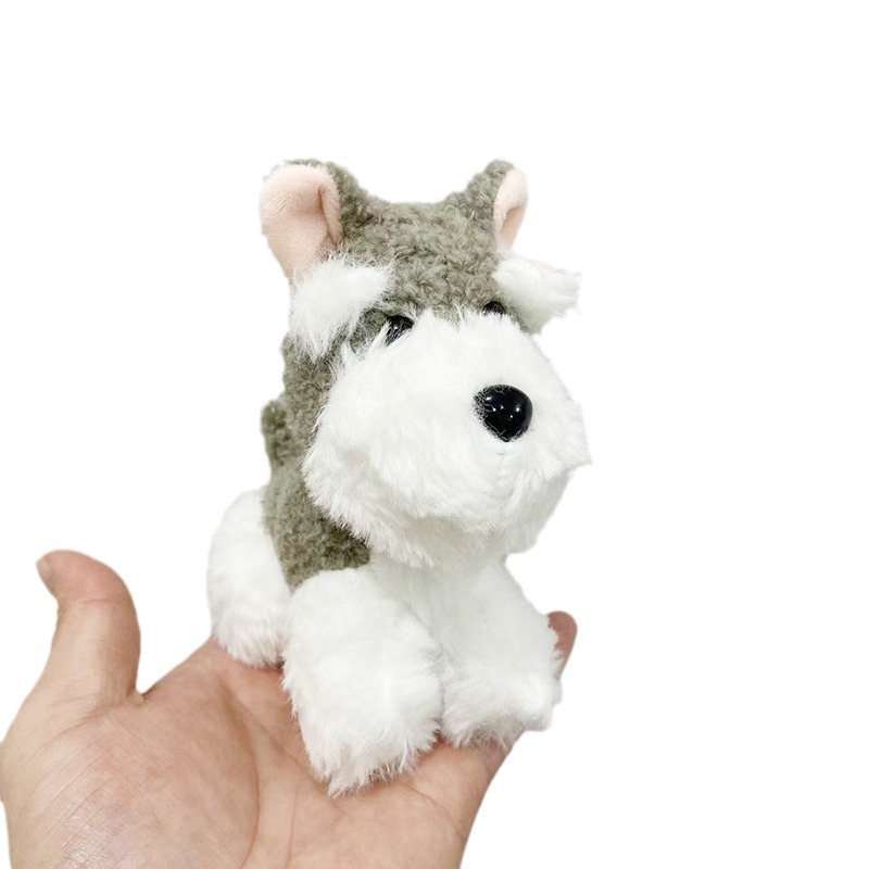 Cute plush Schnauzer dog keychain plush toy, schoolbag pendant, claw machine doll, birthday gift Item Picture