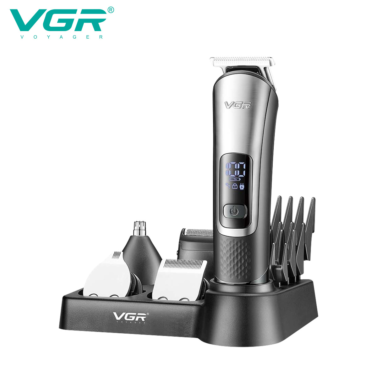 VGR111跨境批发五合一男士护理油头雕刻电推子剃头发理发器套装 Item Picture