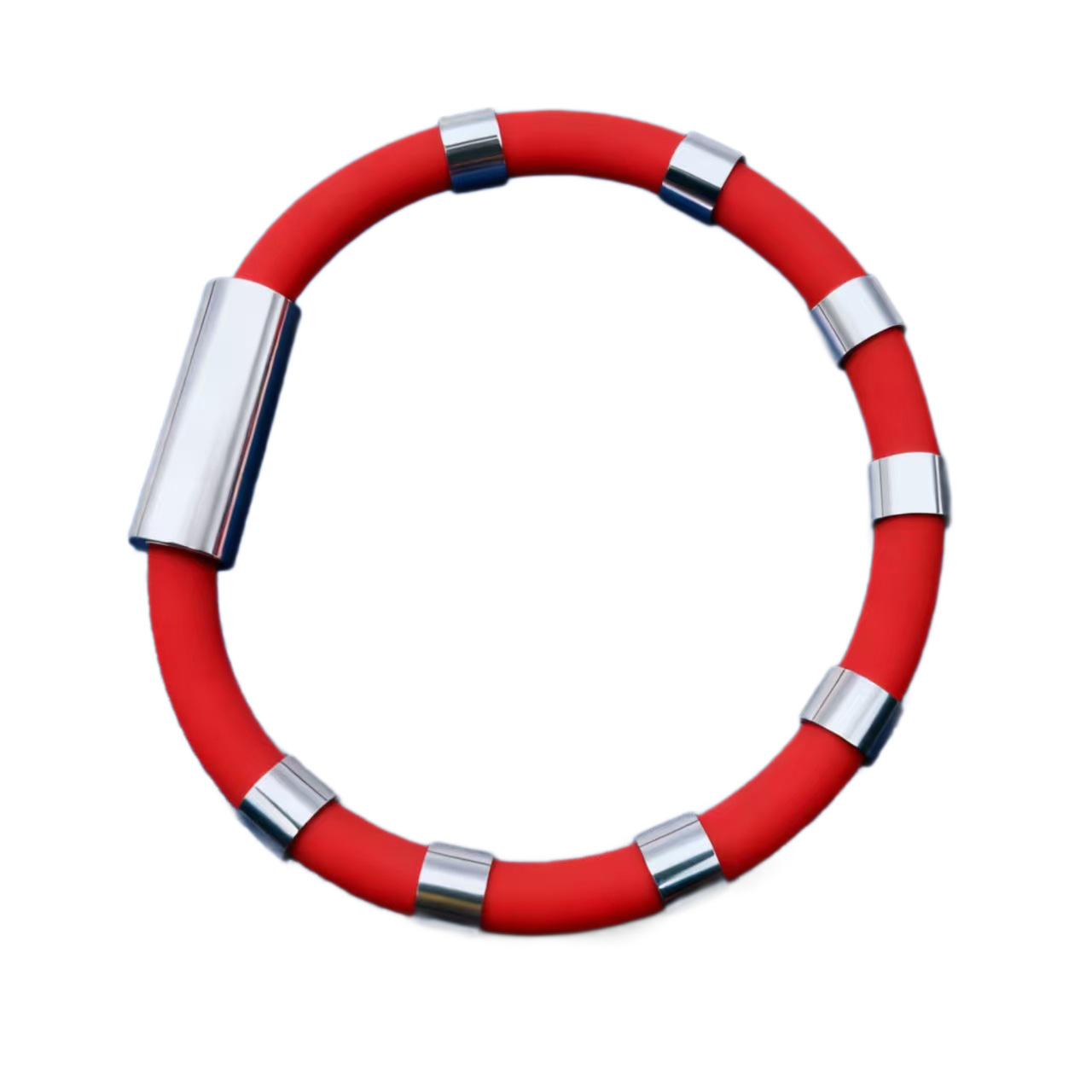 冬季跨境硅胶静电手环八环手环负离子钛钢八环硅胶运动情侣款手饰白底实物图