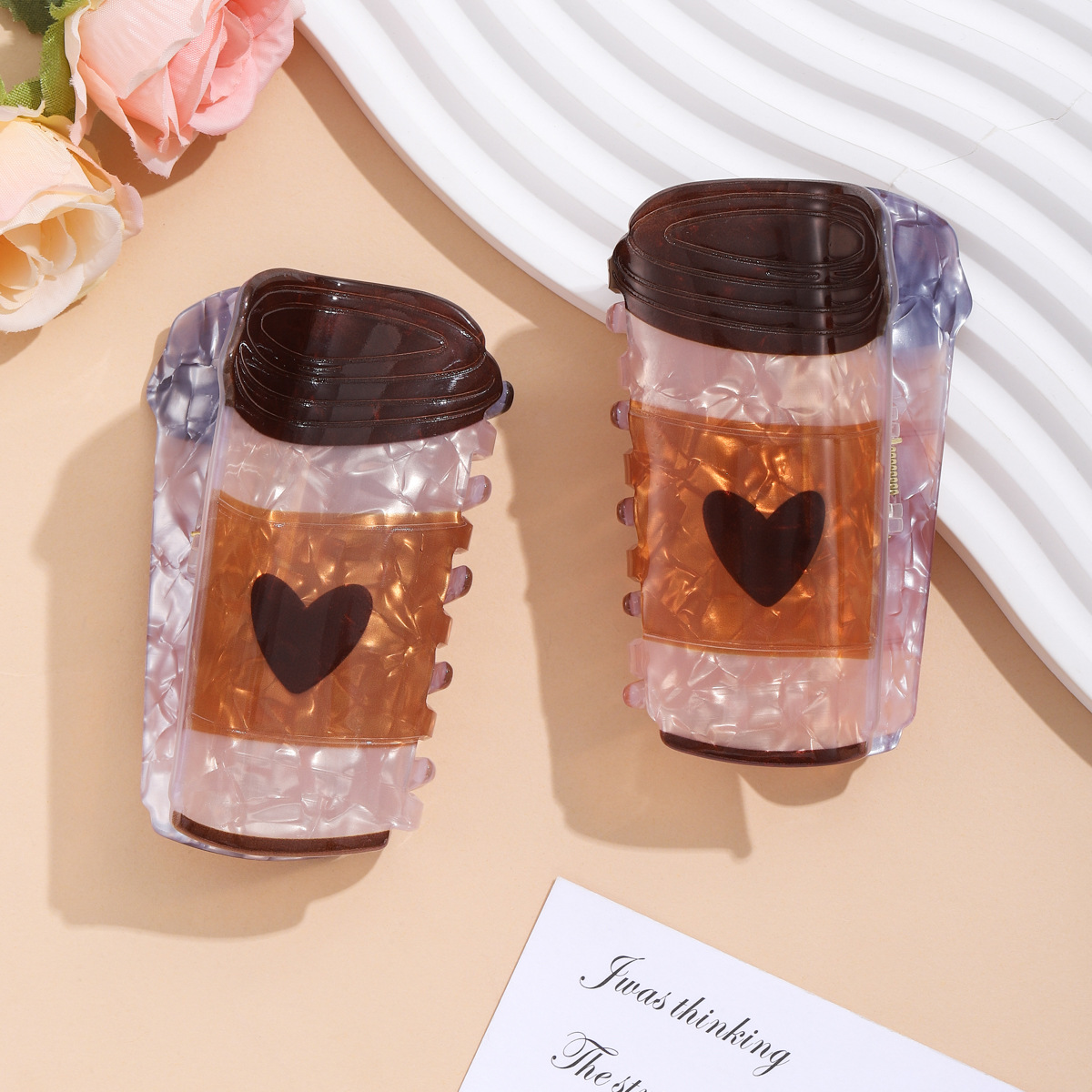 Transparent resin heart-shaped shark clip hair accessory Application Scenario