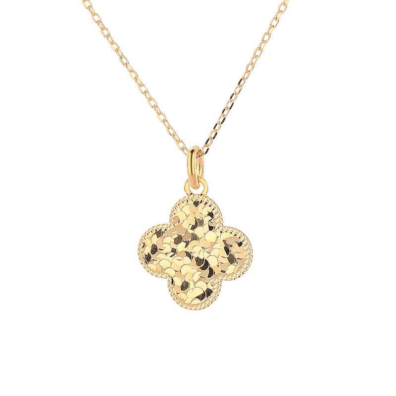 S925纯银韩版个性创意车花碎碎冰四叶草小红书同款项饰锁骨链白底实物图