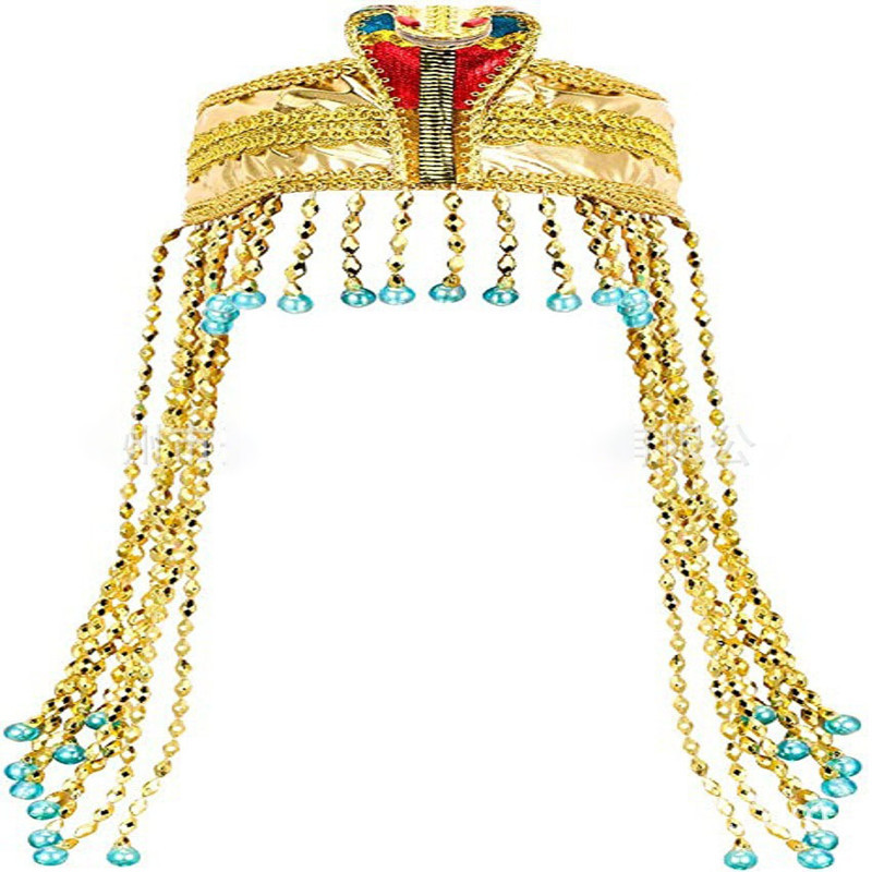 Halloween beaded headbands, Egyptian cobra headwear, women's Egyptian clothing accessories, new golden beaded headbands full figure