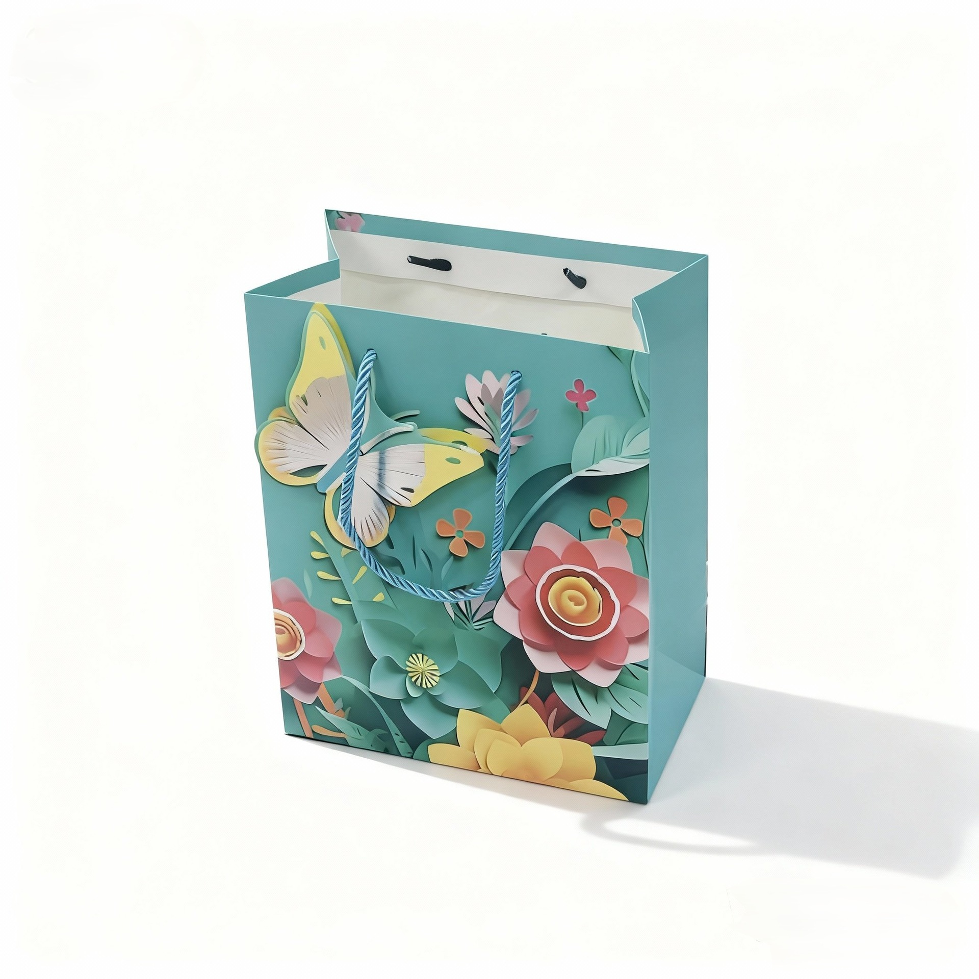 Source factory cross-border three-dimensional flower butterfly gift bag set, high appearance level color paper handbag gift packaging for festival gifting Item Picture