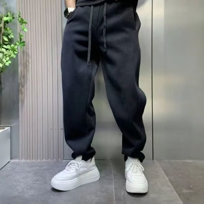 The new 2024 autumn/winter collection of fleece pants for men's sportswear sweatpants, trendy loose straight-leg solid color casual Harem pants for men Specification image