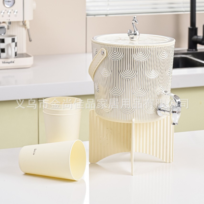 water pot Large-capacity, light luxury water ripple cold water bottle with faucet, household cold water bottle, juice bucket, beverage bucket details Picture
