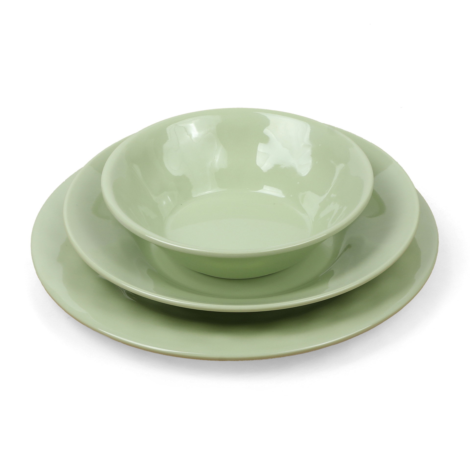 Green melamine tableware for foreign trade, round plates, large flat plates, hotel and restaurant cold dish plates, side dish plates, manufacturer wholesale full figure