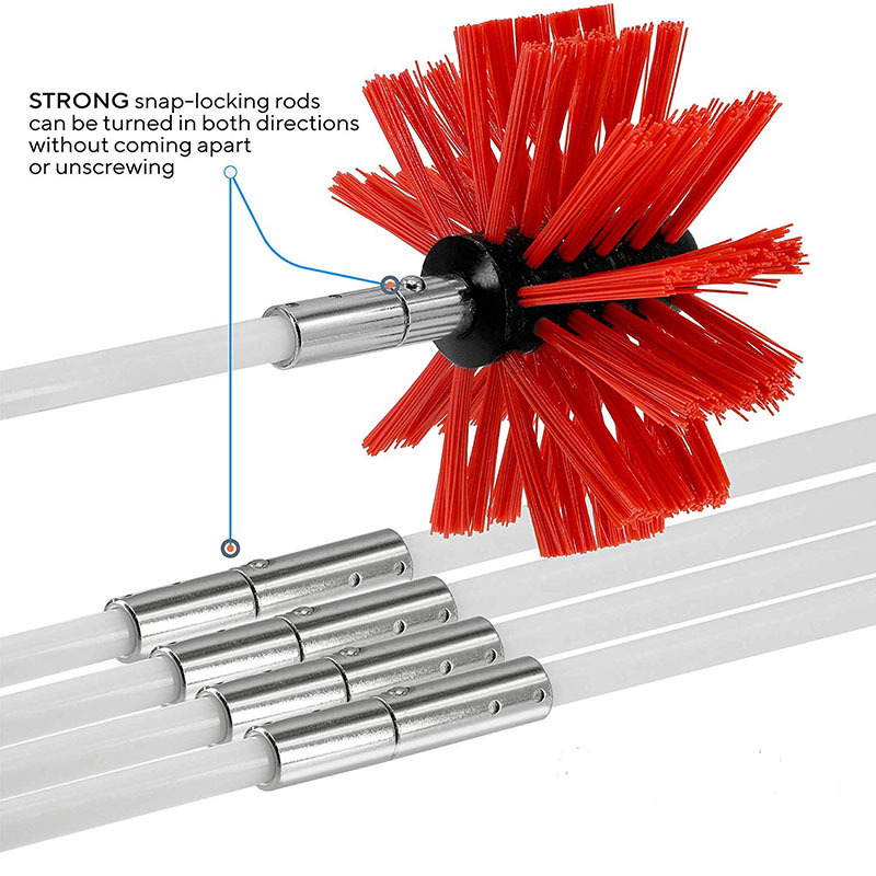 Jujian cross-border electric drill chimney brush, range hood inner wall pipe brush, can be extended and bent, dryer pipe brush Application Scenario
