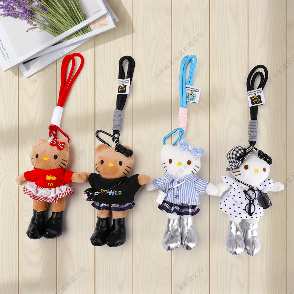 Long-legged kitty plush toy pendants, sweet and cool style dolls, couple backpacks, keychains, accessories, and gifts details Picture
