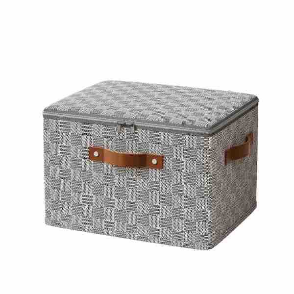 Non-woven fabric checkerboard zipper box, clothes storage box, household clothes organization magic box, toy storage box frame Item Picture